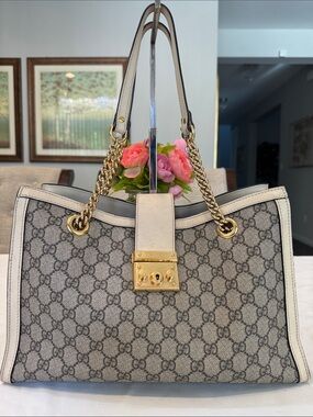 Authentic Gucci GG Padlock chain tote bag